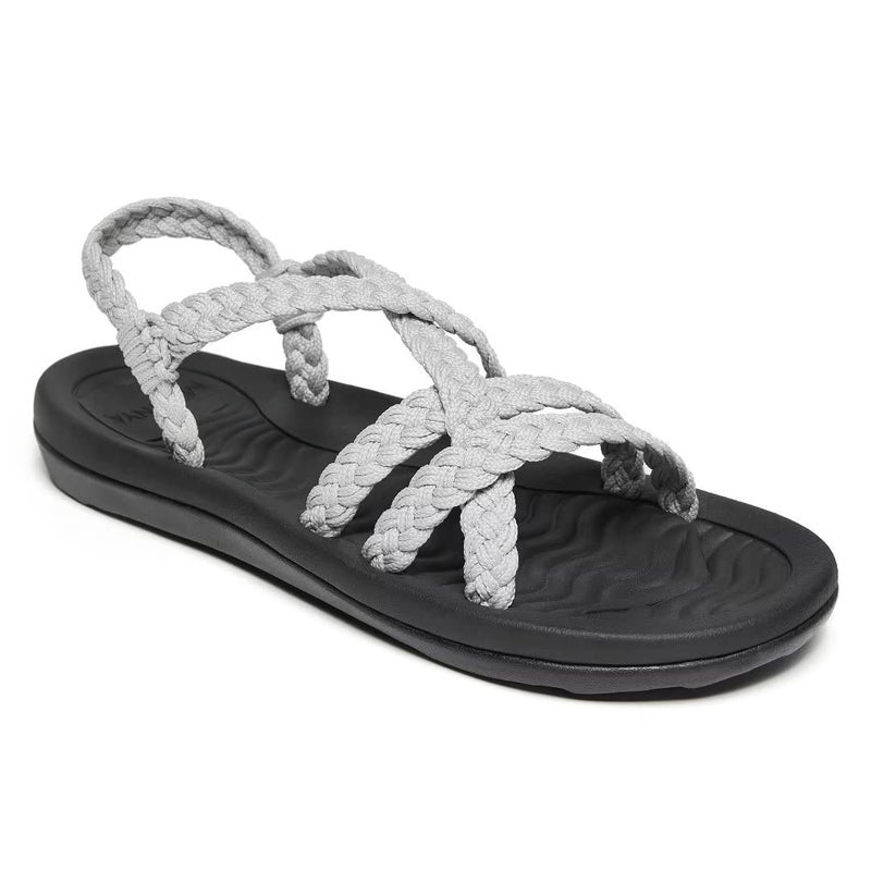 MEGNYA Comfortable Classic Women's Walking Shoes, Soft Hand-Woven Strap Sandals for Shock Absorber, Wadable Slide Sandals for Summer Beach Boating Urban Grey Size 7 - Image 1